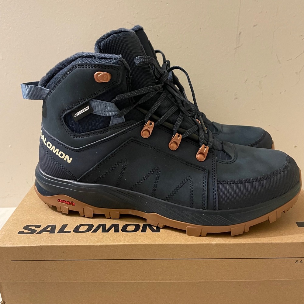 Salomon Womens 10 Outchill TS CSWP Winter Hiking Boots Navy Blue‎ 473773 NWT